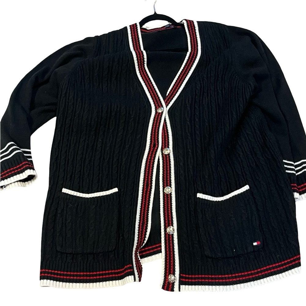 Plus Size Striped-Trim Cardigan Sweater, Created  Macy's Tommy Hilfiger academic
